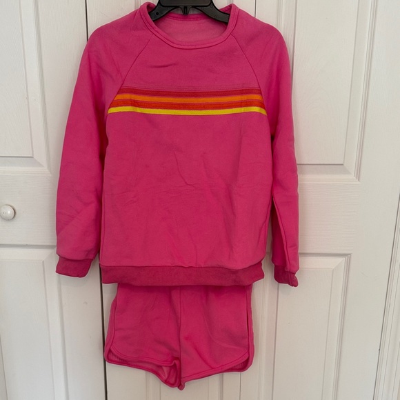None Tops - Vibrant Pink Sweatshirt & Shorts Set, NEW, size small